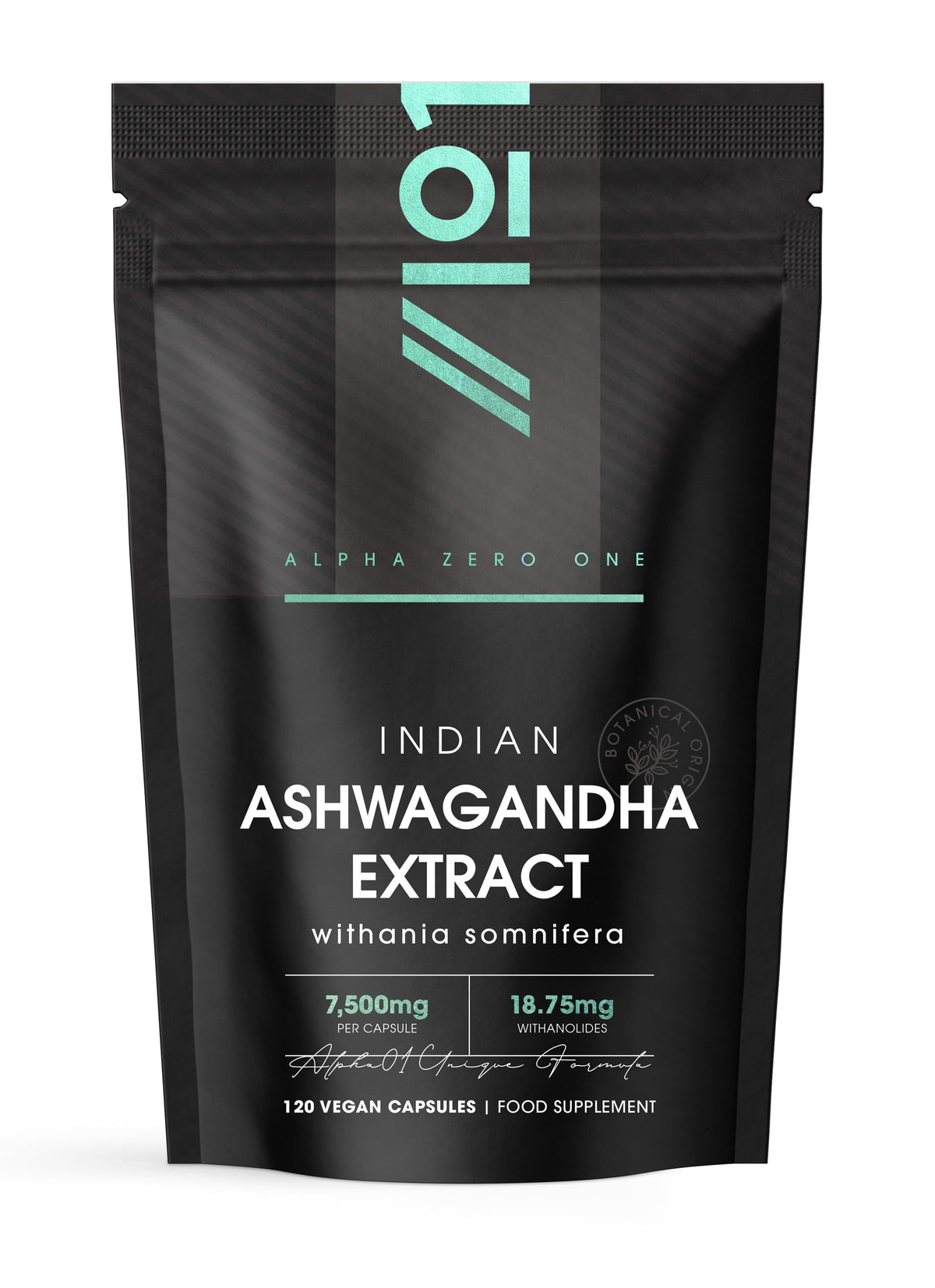 ALPHA01 Ashwagandha Extract 7500mg - 5% Withanolides (18.75mg) - 120 Vegan Capsules - Made with BioPerine® Black Pepper for Higher Bioavailability (4 Month Supply) by Alpha01