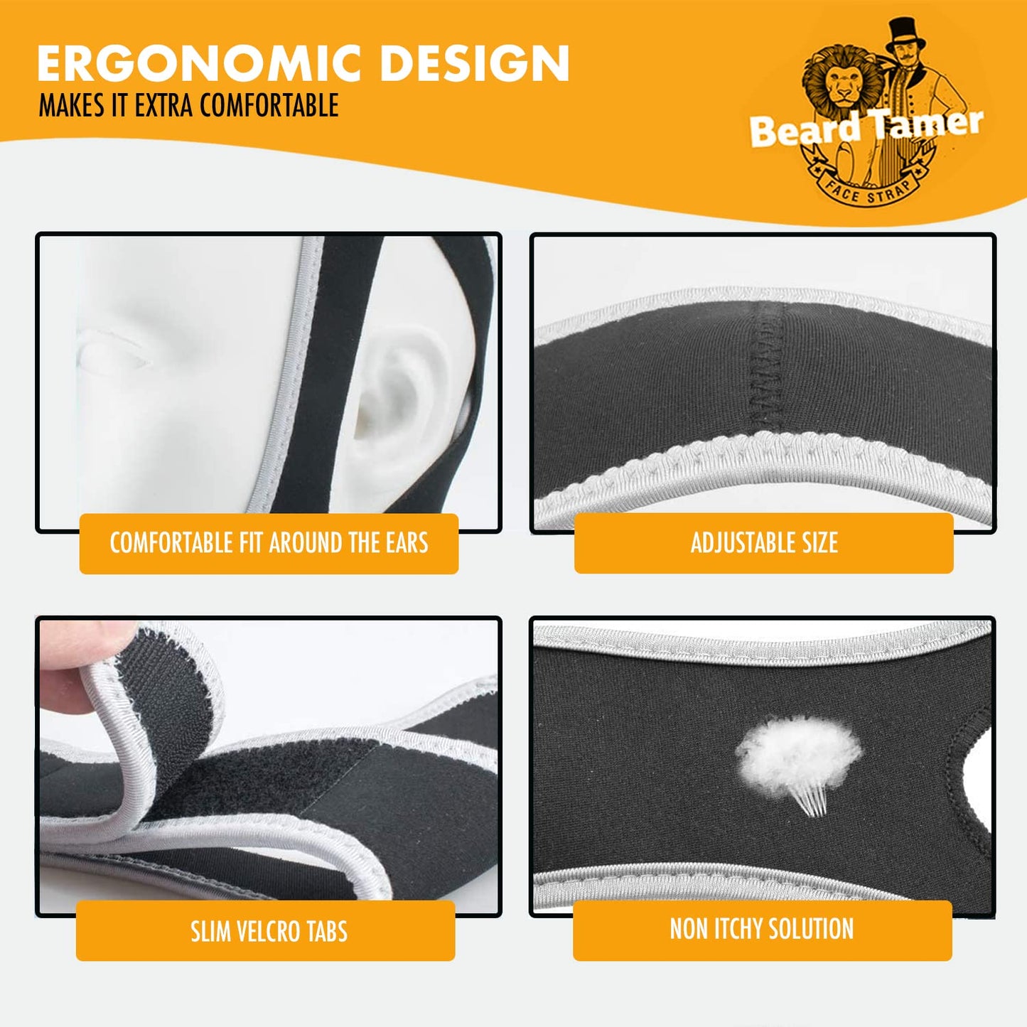 groomarang Beard Tamer Strap GROOMARANG Beard Shaper Face Strap - Prevent Bushy, Tangled, Itchy Beards and Keep Beard Oil Locked in - Black