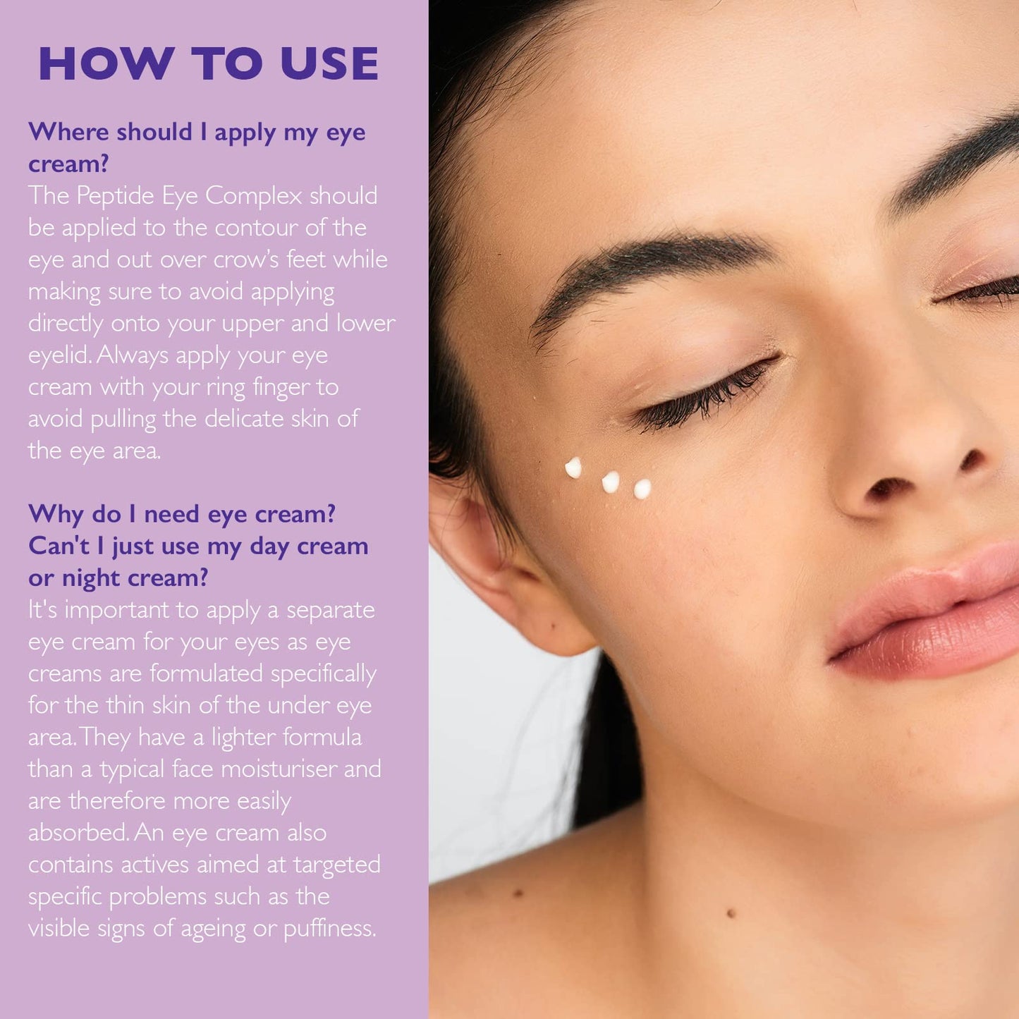 SKINICIAN Ageless Peptide Eye Complex - Anti-Wrinkle Eye Cream with Hyaluronic Acid & Vitamin C - Peptide Serum Eye Cream for Dark Circles - Stimulate Collagen Product - Vegan & Cruelty Free (15ml)