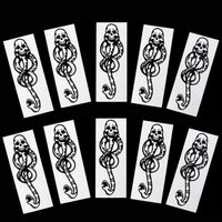 VOMONO 10 Pcs Magic Mantra Snake Skull Dark Mark Death Eater Temporary Halloween Cosplay Tattoo Accessories