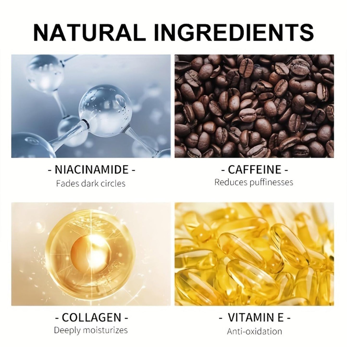 Caffeine Eye Cream for Puffiness and Bags Under Eyes Daily Anti-Wrinkle Cream Collagen Eye Cream Day and Night Peptide Eye Cream Reduce Fine Lines Around the Eyes Smoothing Skin Care 1.7 FL OZ