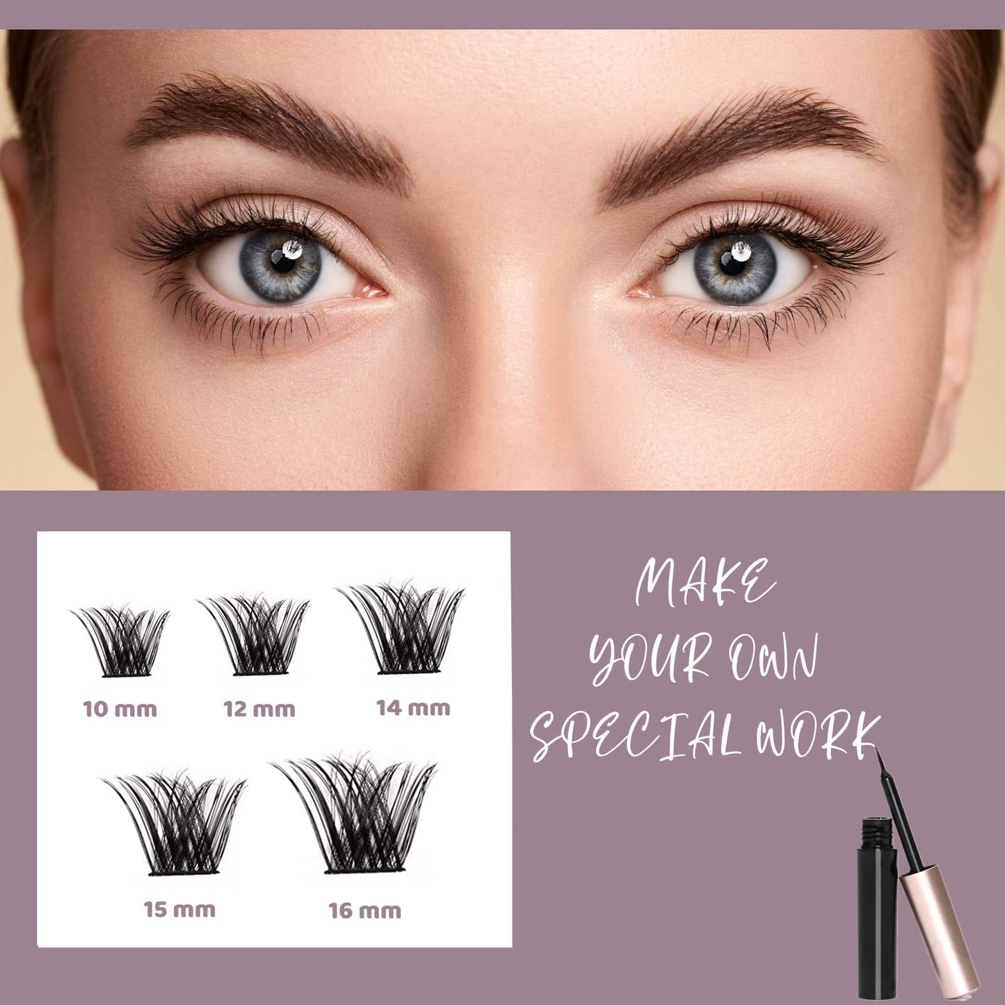 ocean pearl Individual Lashes Cluster Lashes D Curl 45 Clusters DIY False Eyelashes Individual Reusable Soft Natural Easy Fan Russian Lashes Eyelash Extensions Clear Glue 10-16mm
