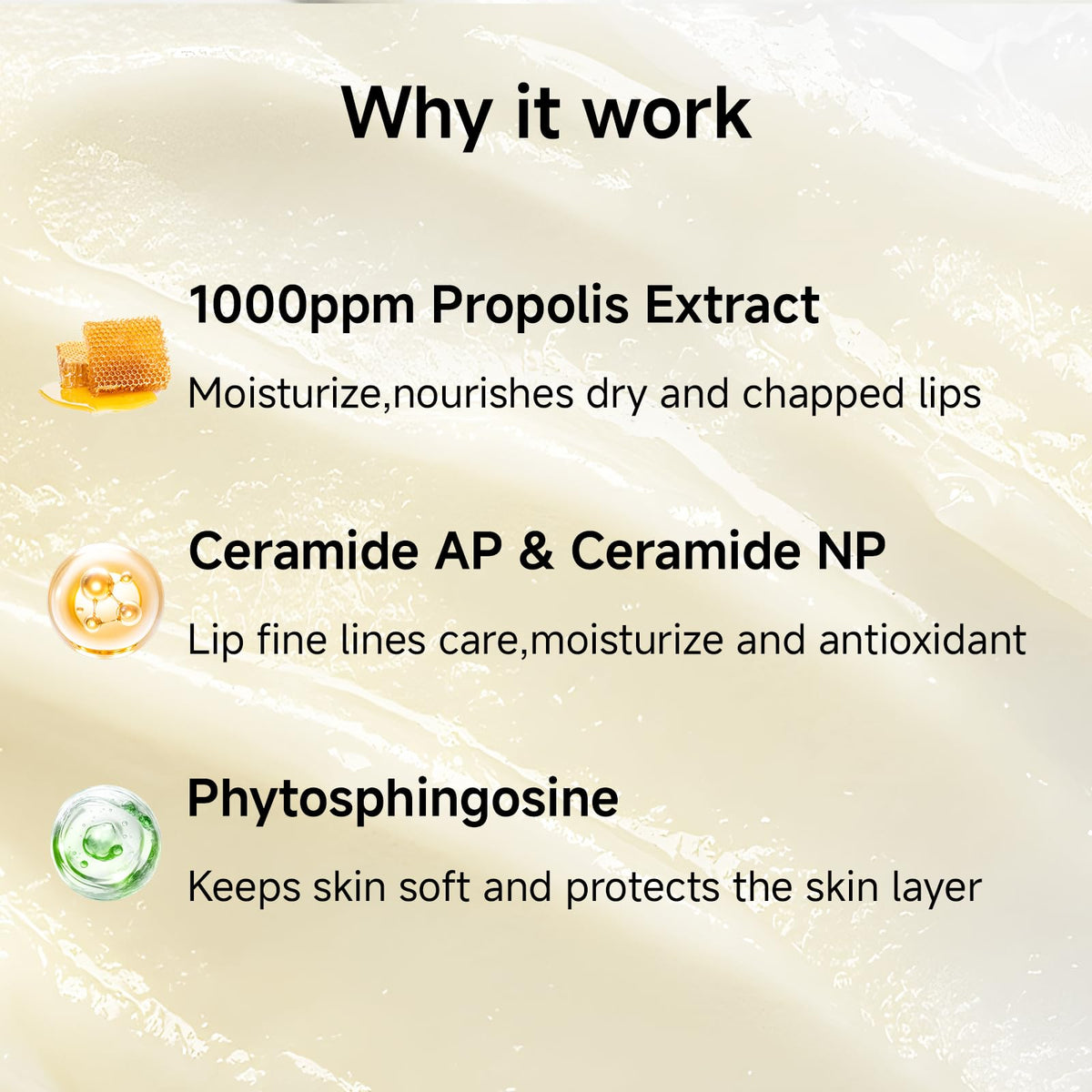 KISSIO Honey Lip Butter Set,Lip Balm with 1000 ppm Propolis Extract,Ceramide AP and Phytosphingosine,Long-lasting Moisture and Nourishe Lips,Lip Lines Care