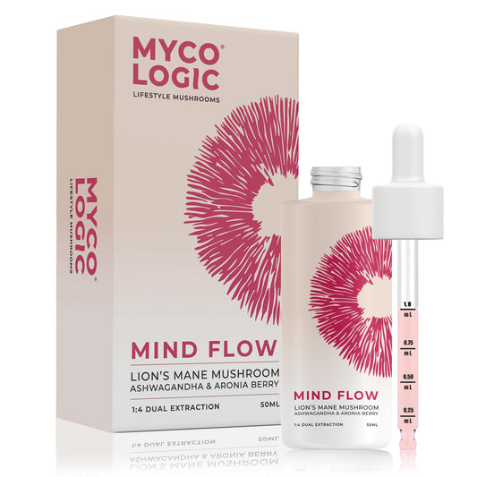 MYCO LOGIC LIFESTYLE MUSHROOMS Mycologic High Strength Lions Mane Tincture - 42,500mg 50ml Liquid Drops Functional Mushroom Supplement with Adaptogens Ashwagandha & Super Food Aronia Berry - Cognitive Performance, Memory & Focus
