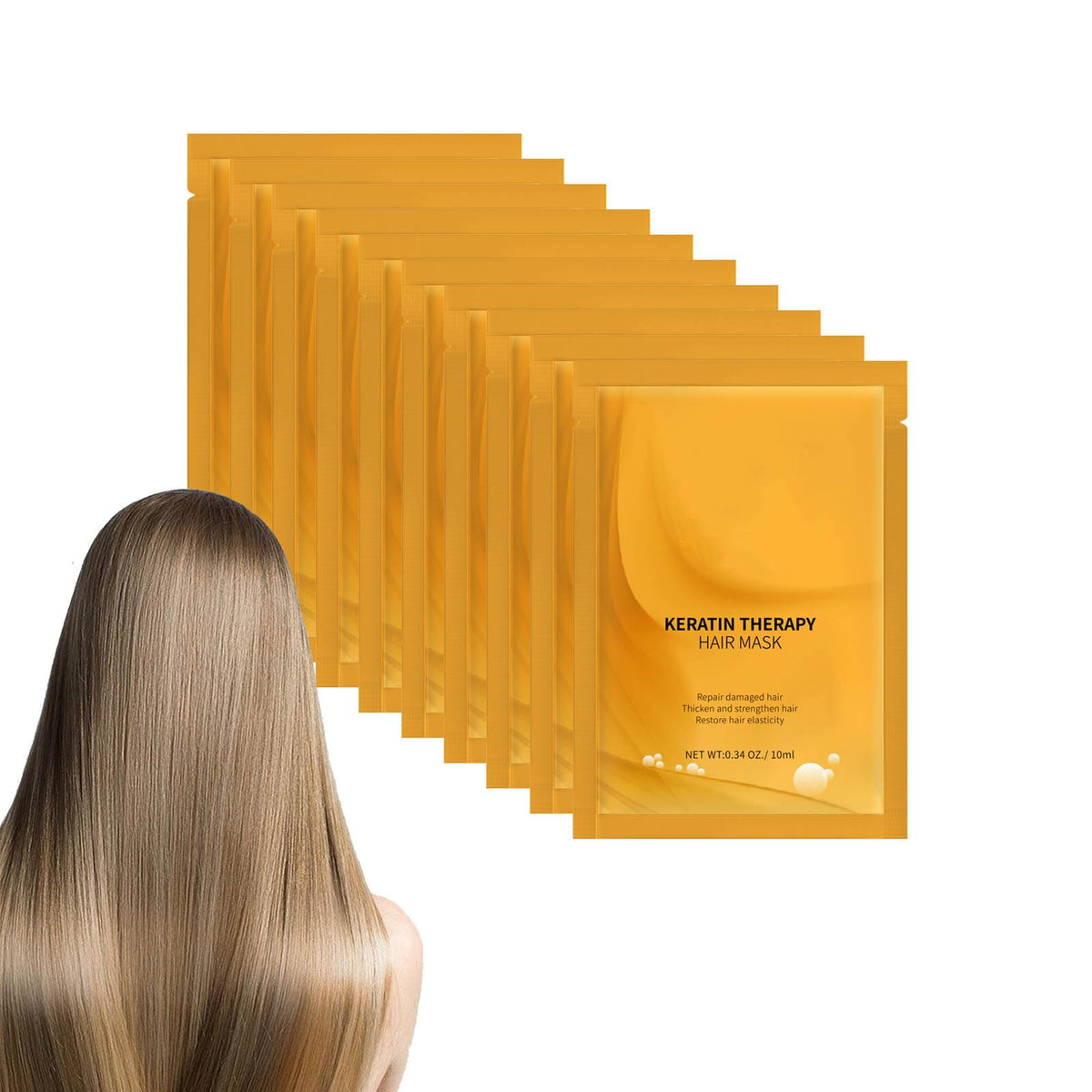Grospe 10 Pcs Keratin Hair Mask Deep Conditioner Keratin Hair Treatment Mask Instantly Smooth Shiny Deep Nourishing Hair Mask for Dry & Damaged & Frizzy & Colour-Treated Hair