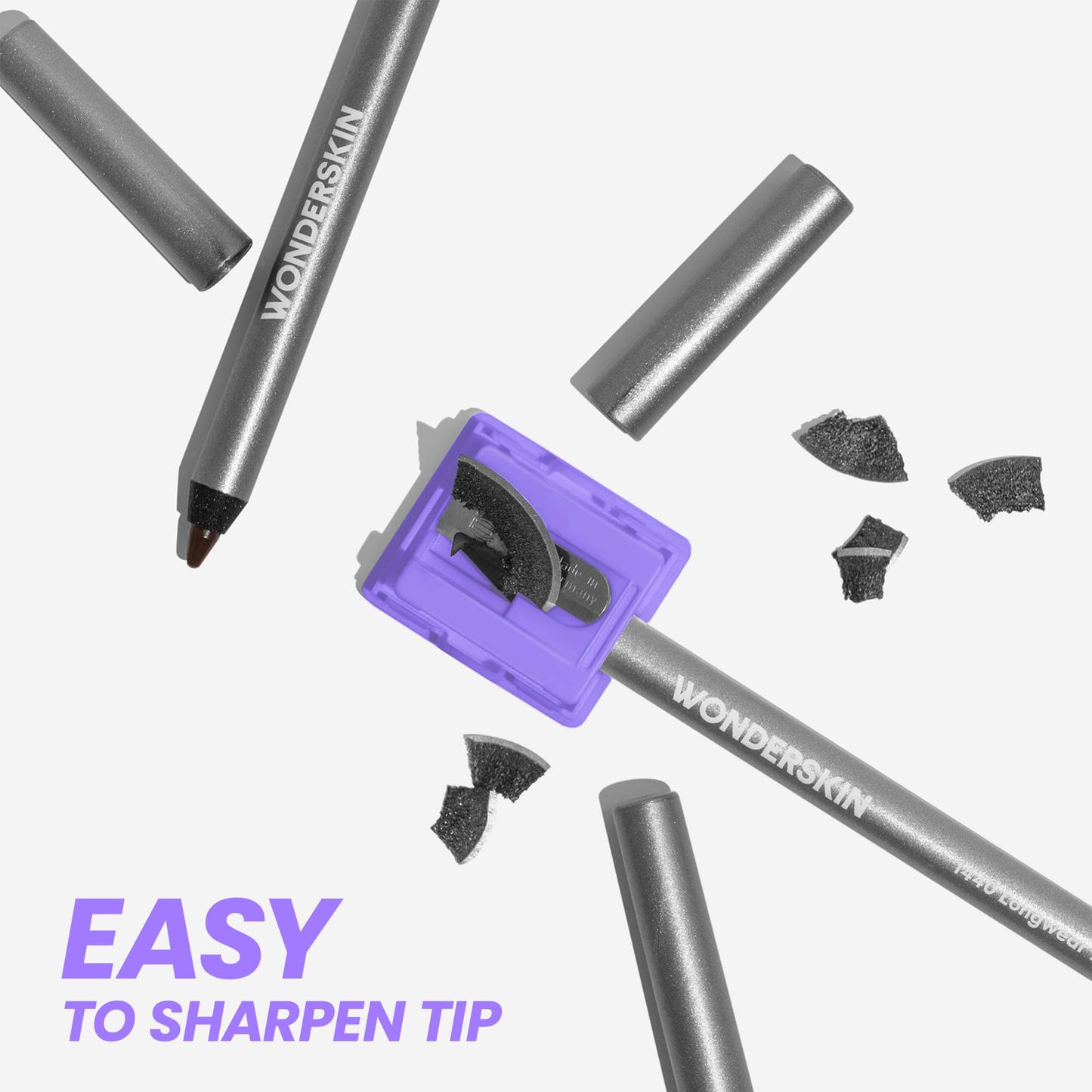 Wonderskin 1440 Longwear Purple Eyeliner Pencil - Waterproof, Sharpenable Eyeliner Pencil and Smudge Proof Deep Purple Eye Liner Pencils (Eggplant)