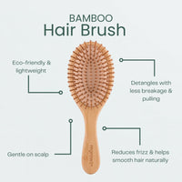 Bamboo Hair Brush by Regrowz – Detangles & Eliminates Knots – Wooden Brush for Thick & Thin Hair – Anti-Breakage with Round Natural Bristles - Versatile & Durable - Wooden Hair Brush For Women & Men