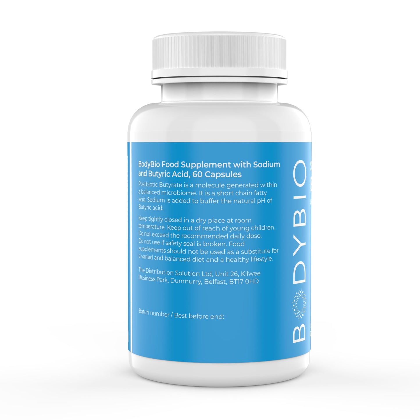 BodyBio Butyrate - Postbiotic for Gut Health, Digestive Support, Bloat, Gas & Constipation Relief, Leaky Gut Repair - Sodium + Butyric Acid Supplement for GI Wellness