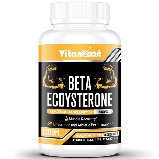 Beta Ecdysterone Supplement 1200mg | Increases Lean Muscle Mass, Exercise Performance, Strength and Protein Synthesis, 98% Maximum Purity Formulated for Enhanced Absorption 60 Capsules|1 Month Supply