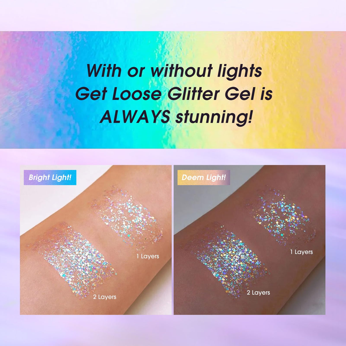 LANGMANNI Holographic Body Glitter Gel for Body, Face, Hair and Lip.Color Changing Glitter Gel Under Light. Vegan & Cruelty Free-1.35 oz (5# Silver Fantasy)