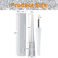 FresFresi Smudge-proof Silver Glitter Eyeliner - Liquid Glitter Eyeshadow with Waterproof Sparkle for Long-Lasting Eye Makeup - Quick Dry Shimmer Liner for Women