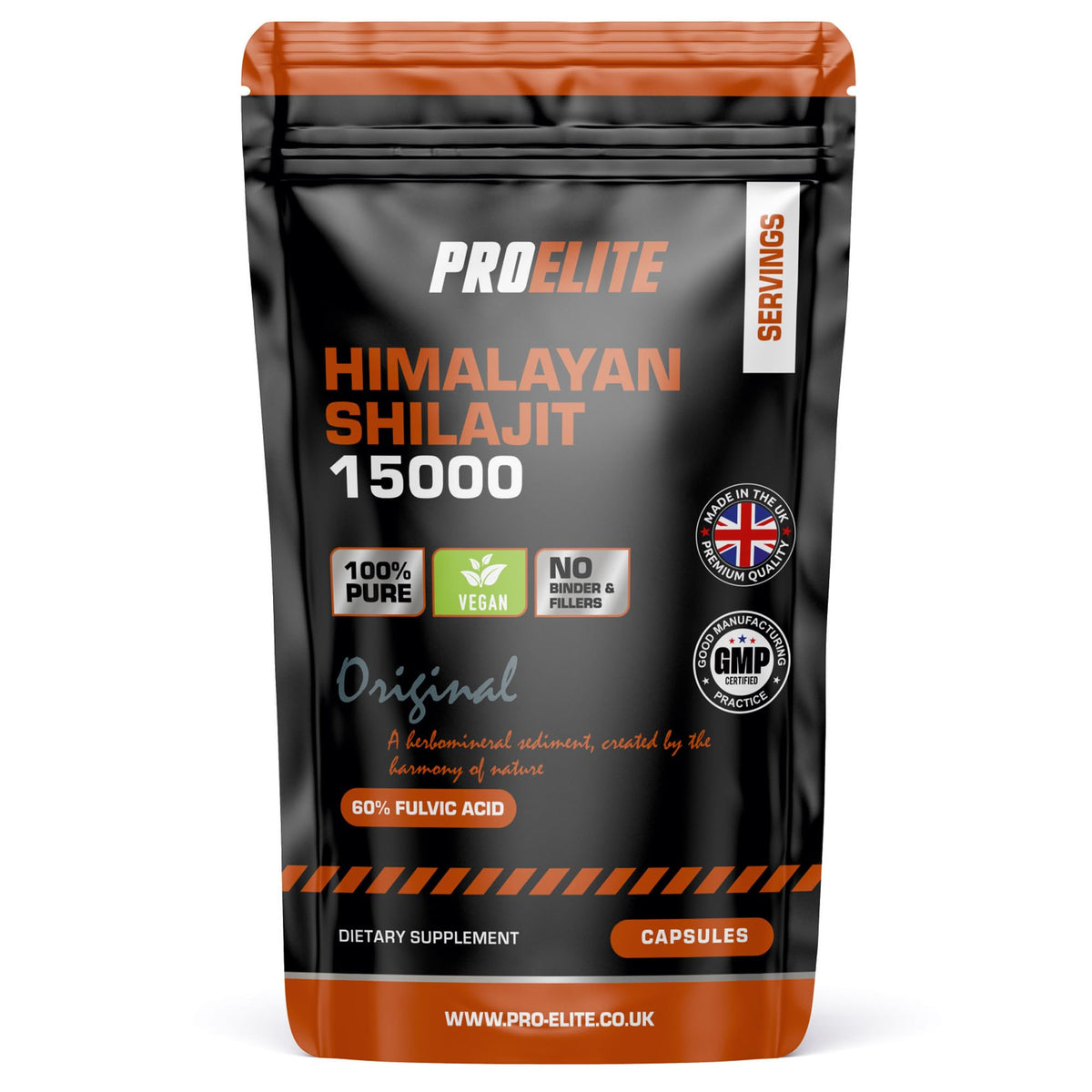 Shilajit 500mg Vegan Capsules -1500mg 30:1 Extract | 60% Fulvic Acid | High Strength Shilajit for Men & Women| Rich in Trace Minerals | No Additives & Fillers by PROELITE (30 Capsules)