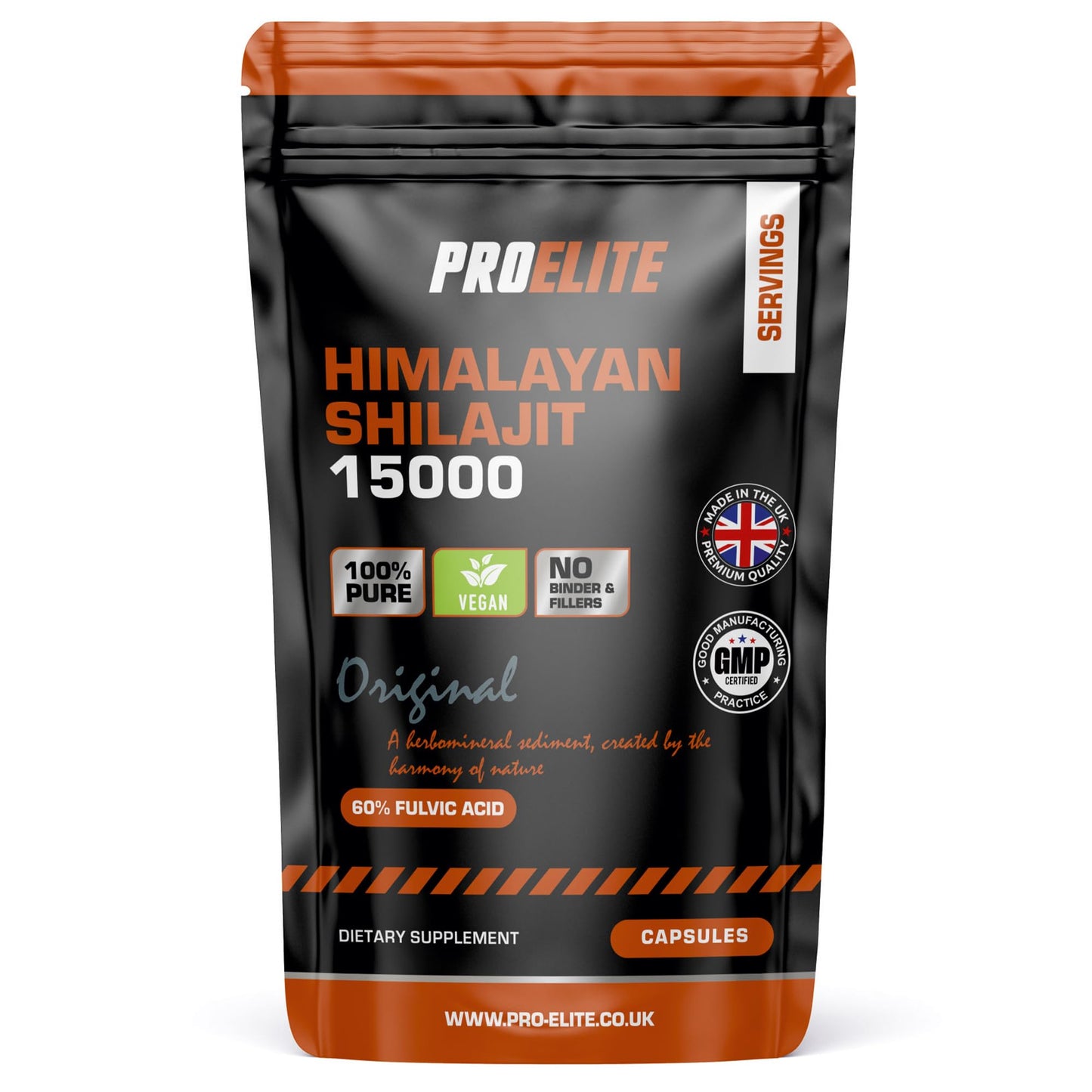 Shilajit 500mg Vegan Capsules -1500mg 30:1 Extract | 60% Fulvic Acid | High Strength Shilajit for Men & Women| Rich in Trace Minerals | No Additives & Fillers by PROELITE (60 Capsules)