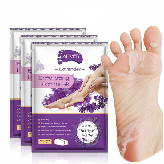 sefudun 3 Pack Foot Peel Mask,Exfoliating Foot Socks Calluses Remover Dead Skin, Aloe Moisturizing Feet Peeling Mask for Dry Skin,Cracked Heels,Foot SPA Socks for Women and Men