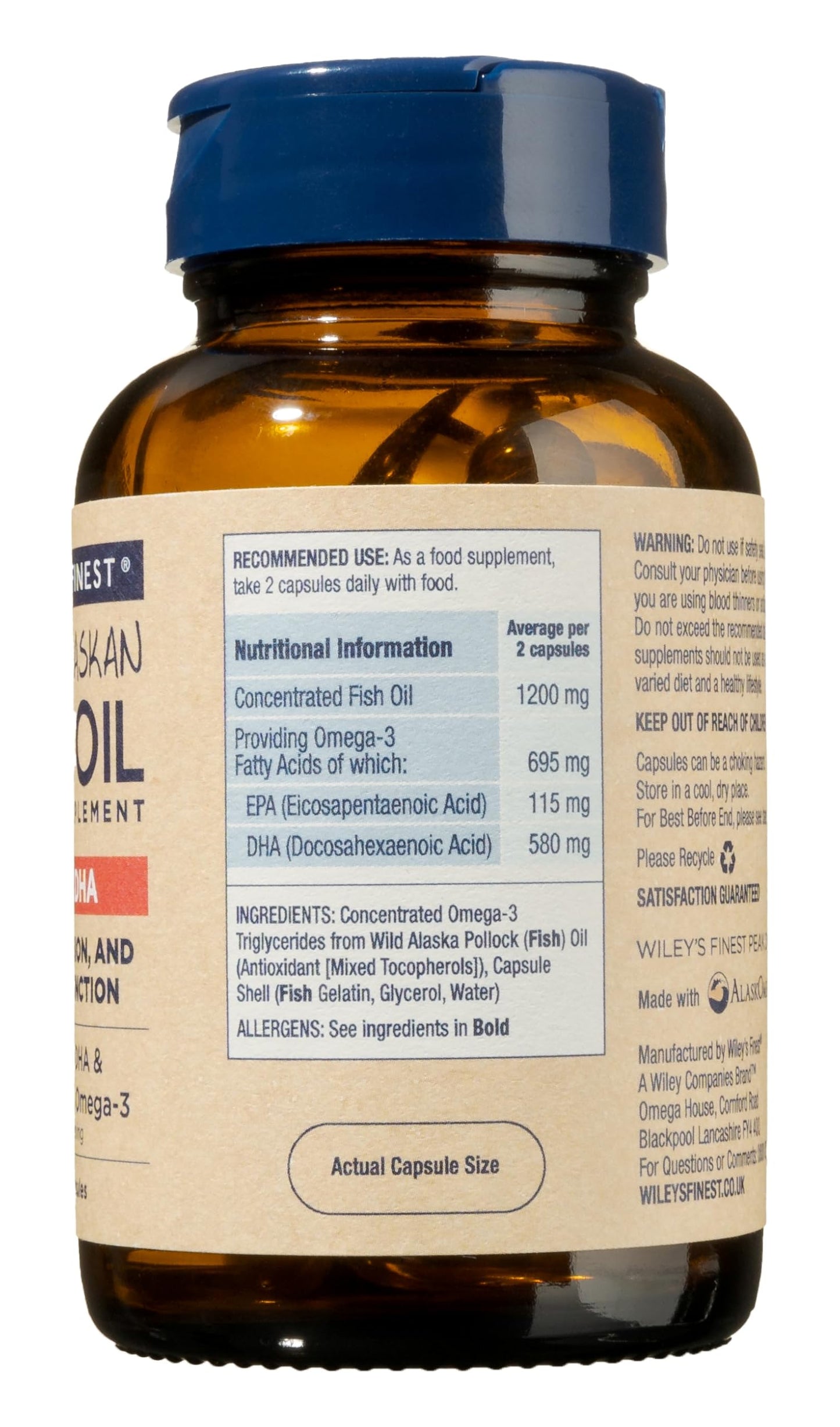 Wiley's Finest Peak DHA Omega-3 Softgels, 60 Softgels (30 Servings)