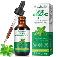 HEXIN 60ml Wild Oregano Oil Drops, with Potent Carvacrol, Mediterranean Wild Oregano Oil, Vegan Herbal Supplement for Immune and Digestive Support, Vegetarian, Non-GMO