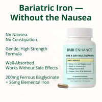 Bari Enhance 3 Month Supply - Bariatric Multivitamin with Iron 36mg | One A Day Bariatric Vitamins for Gastric Bypass and Gastric Sleeve | ADEK Vitamins Bariatric Vitamin D and B12 | 90 Easy to Swallow Capsules