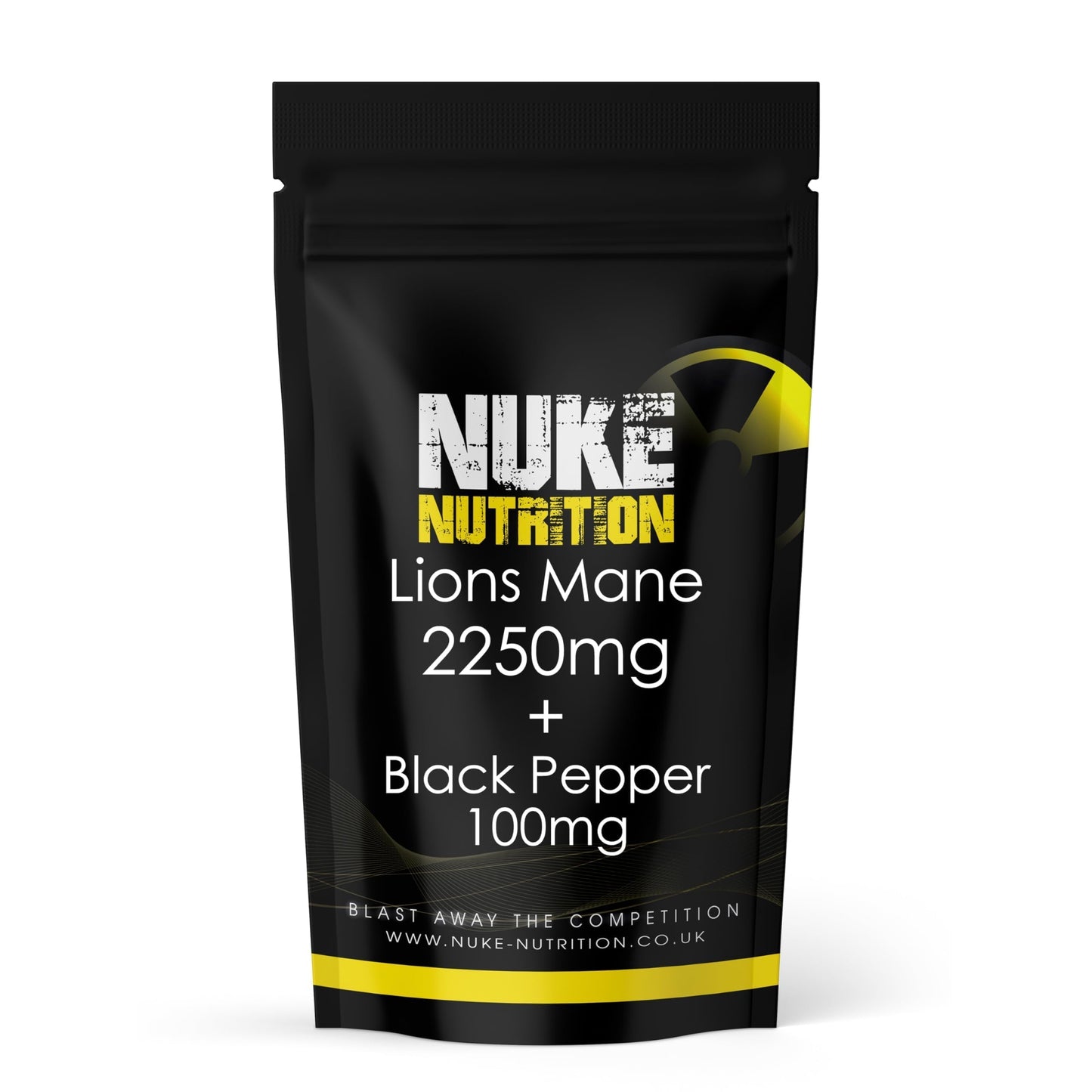 Nuke Nutrition Lions Mane & Black Pepper Capsules x60 - Pure Extract Lion's Mane - High Strength Lions Mane Supplement - Mushroom Complex - Lion's Mane Mushroom Brain Supplement