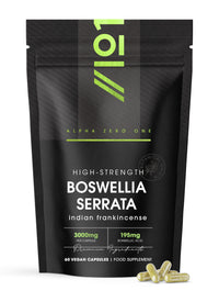 ALPHA01 Boswellia Serrata Extract 3000mg – 65% Boswellic Acid (150mg per Capsule) - 60 Capsules (2 Months Supply) – Resealable and Recyclable Pouch by Alpha01