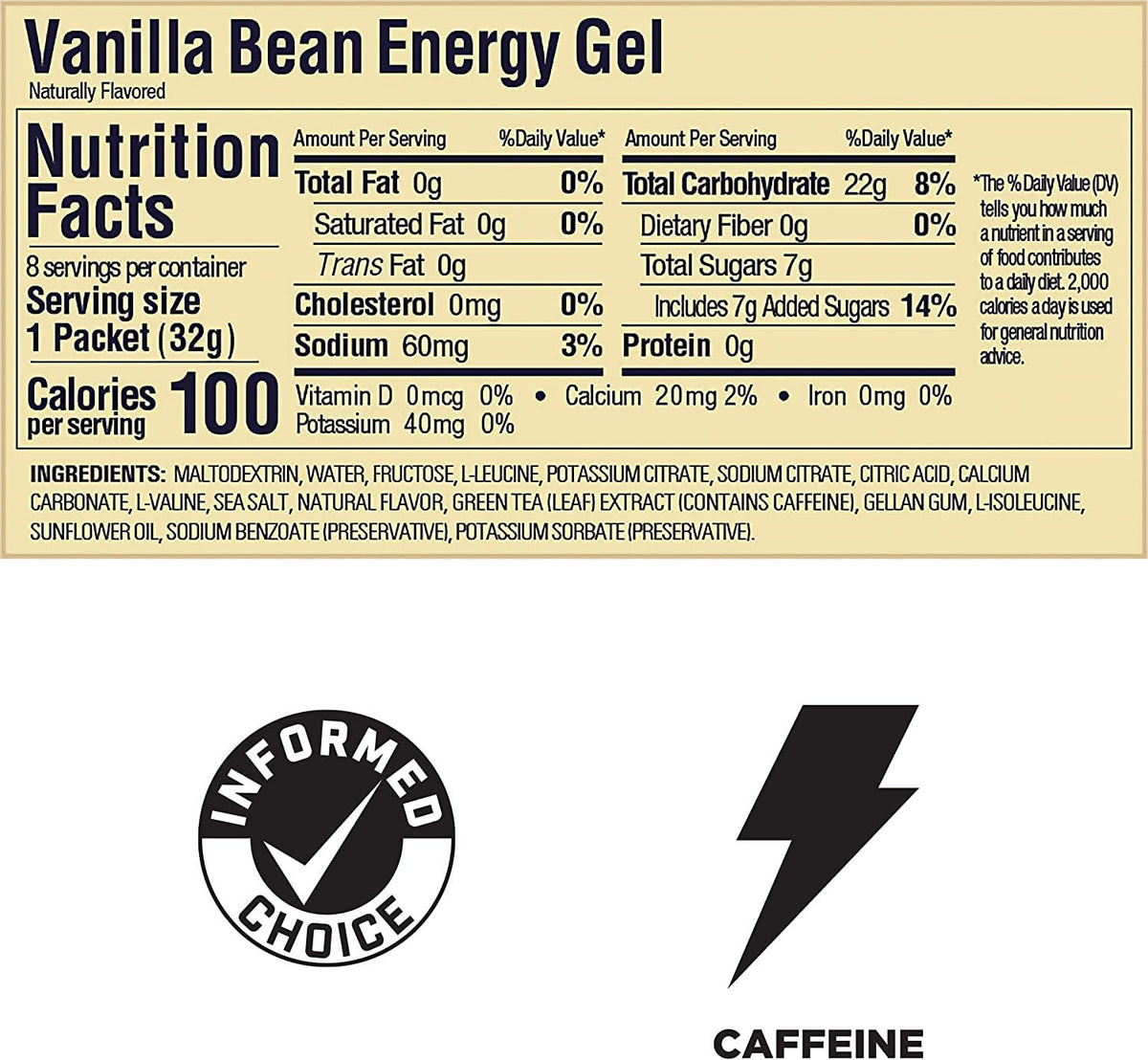 GU Gu Energy Running Gels - 4 Gel Taster Pack - Sports Energy Gels For Running , Cycling, Triathlon (Vanilla Bean), 32.0 gram