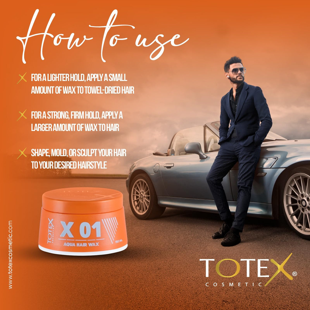 Totex Hair Styling Aqua Gel Wax 01 | Strong Hold Gel Maximum Control | Parfume Scent | Unisex 150ml