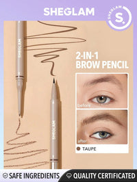 SHEGLAM Dual-Sided Eyebrow Pencils Cream Waterproof Long Lasting Eye brow Pen Makeup - Taupe
