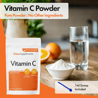 YourSupplements Vitamin C Powder 200g - Ascorbic Acid | 100% Pure British Pharmaceutical Grade | Non-GMO | Scoop Included