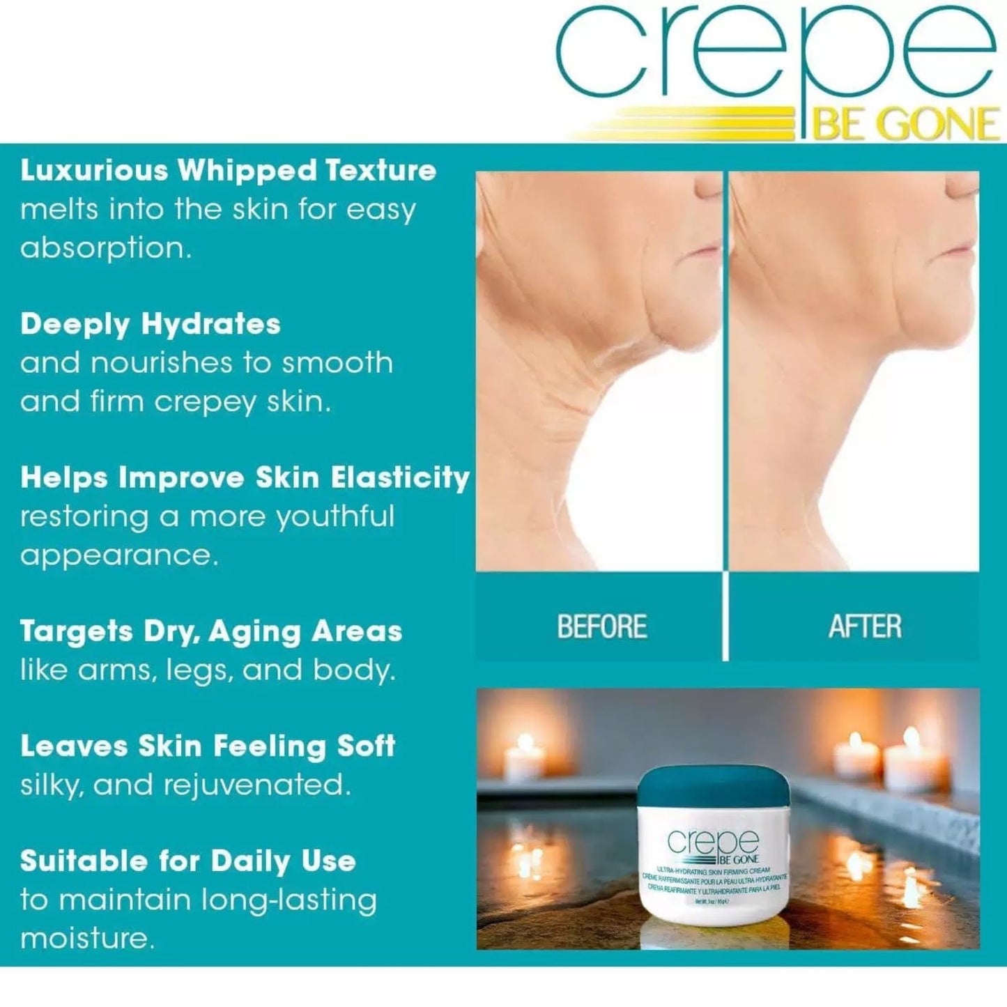 AHVKNU Crepe Be Gone Body Souffle-3oz Firming Neck Cream,Ultra Hydrating Crepe Skin Firming Cream for Chest, Arms & Legs, Skincare Cream Deep Hydration,Suitable for all skin Crepe Eraser for Women.
