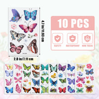 TOYMIS 100pcs Temporary Butterfly Tattoos, Colorful Small Butterfly Flowers Tattoo Stickers Waterproof Cute Small Tattoos for Adults Kids Face Body Birthday Party Carnival