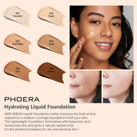 Hilareco PHOERA Tinted Moisturizer Foundation Serum, 4-in-1 Hydrating, Primer, & Foundation, Hydrate skin Serum, PHOERA Foundation Makeup Full Coverage (103+N02/Warm Peach+ Nude)