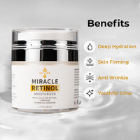 RSAFSBY Miracle Retinol Moisturizer – 2.5% Active Retinol, Vitamin E & Carnosine – Anti-Aging Face Cream for Fine Lines, Wrinkles & Dark Spots – Day & Night Hydrating Cream – 50ml