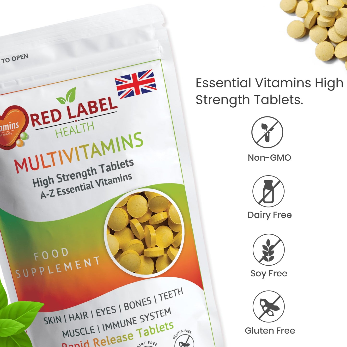 Red Label Health Multivitamin 180 Tablets (6 Months Supply) for Men & Women High Strength Multi Vitamin Supplement for Immune Support & Wellbeing, One a Day Multivitamins