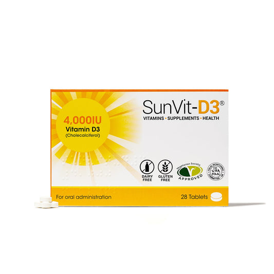 SunVit-D3 Vitamin D3 4000 IU Tablets | High Strength Vitamin D Tablets Supports Immune System, Bone, Teeth & Muscle Health | Gluten Free, Dairy Free | Vitamin D Supplements (28 Count)