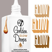 W7 Golden Glow Drops & Brush Duo - 2 Piece Set - Liquid Bronzing Drops & Face & Body Applicator Brush