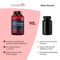 Nutravita Max Strength Cranberry 37,500mg - 180 Vegan Capsules – Daily Supplement for Women – 50:1 Pure Cranberry Extract Supplement – Made in The UK