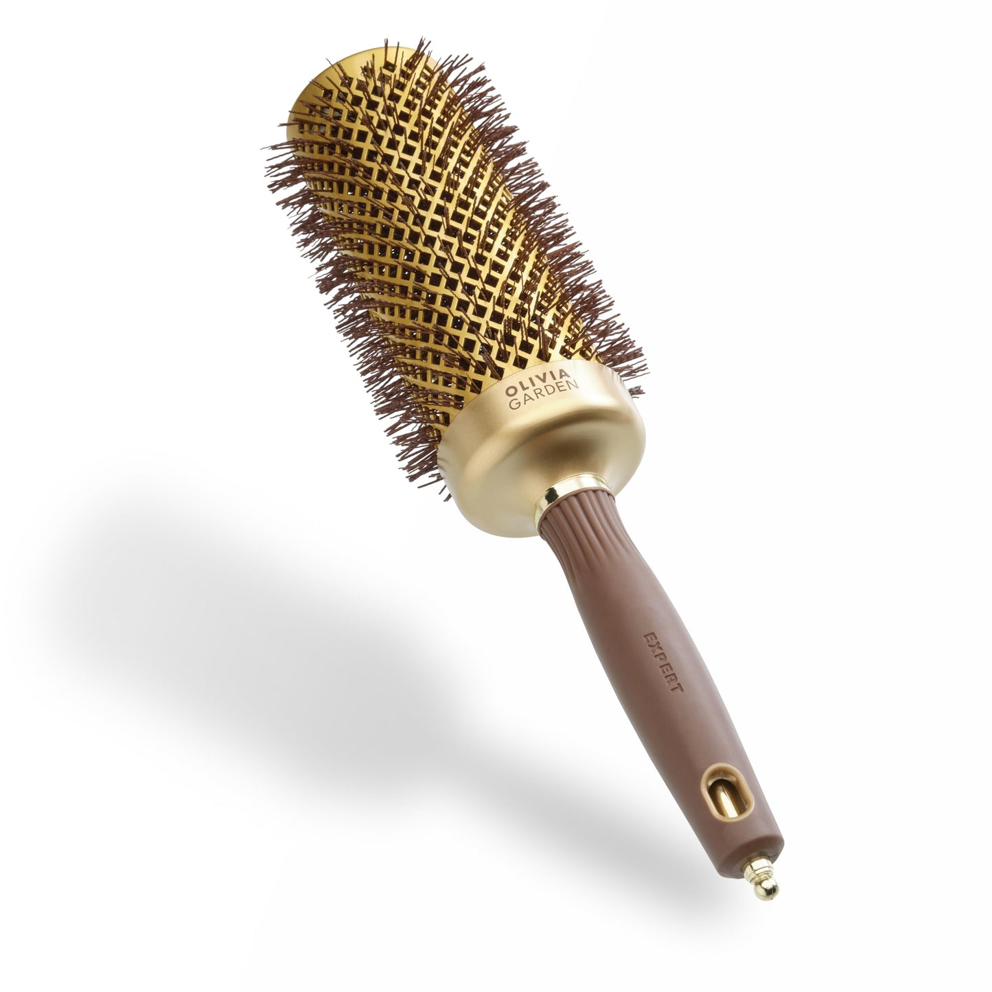 Olivia Garden Expert Blowout Speed – Gold & Brown - 55 - Ceramic Coated Round Brush with Extra Long Barrel for 25% Faster Blowouts