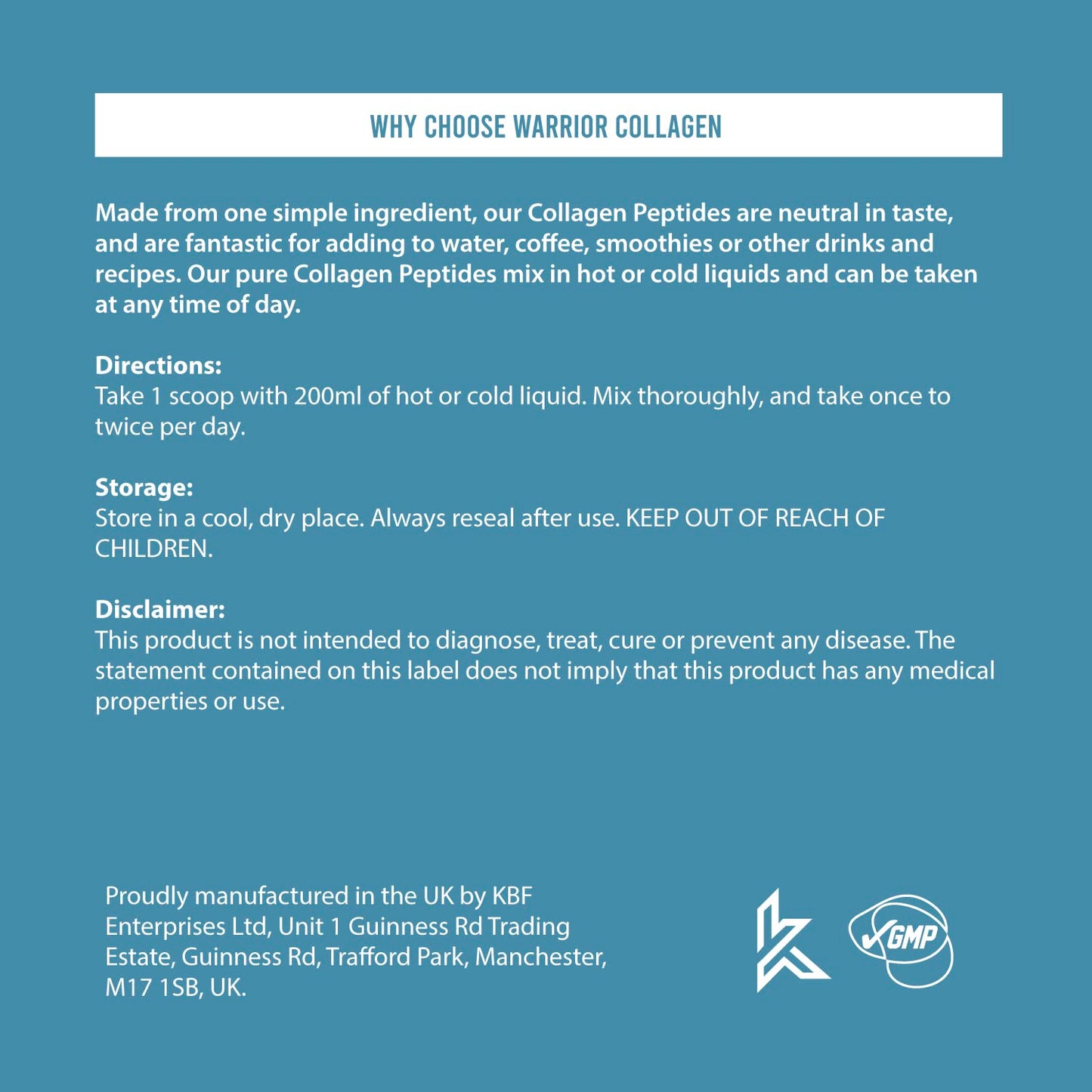 Warrior Collagen Peptides - Collagen Powder - 180g - Made from Premium Bovine Hydrolysed Collagen - to Promote Healthy Skin, Hair, Nails, and Joints (Unflavoured)