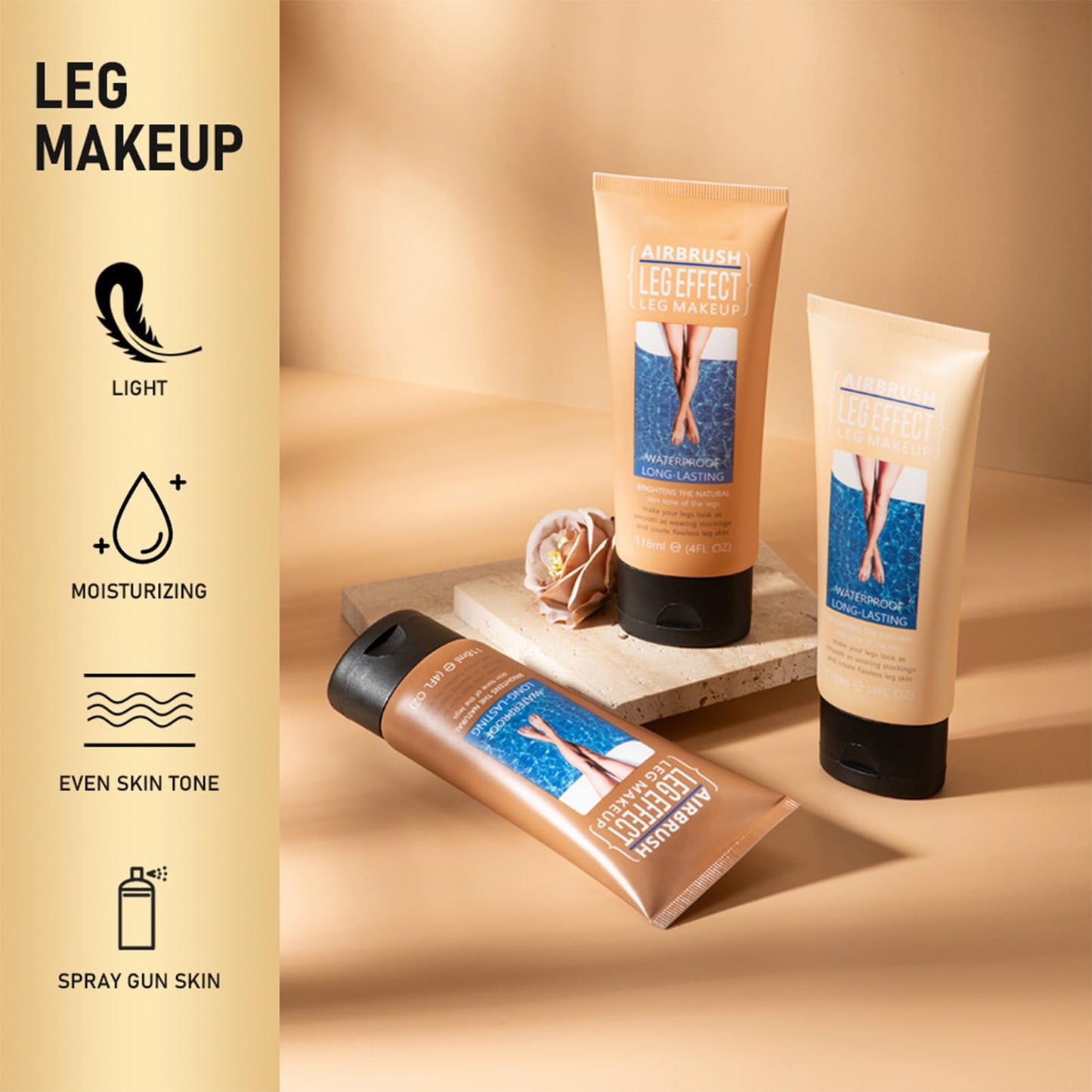 SHEBEEDO Leg Makeup Lotion Waterproof No Transfer, Colour Corrector Concealer Cover up Makeup for Varicose Veins, Leg and Body Scar Cover up Makeup for Tattoo Cover Up, Concealer for Mature Skin(MediumGlow 02)