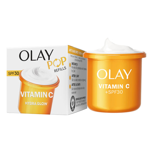 Olay Vitamin C Face Moisturiser Day Cream SPF 30 REFILL, Skincare with Niacinamide 99% Purity, Antioxidant Vitamin E. Brightening Skin Care: Anti-Dark Spot Action, Evens, Hydrates. Non-greasy, 50ml