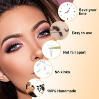QUEWEL Premade Fan Volume Lash Extensions 5D 0.10D 14mm Russian Pre Made Fan Lashes | 3D 4D 5D 6D 0.07/0.10 C/D Curl 8-15mm | Long Lasting | Easy Application（5D 0.10D 14mm）