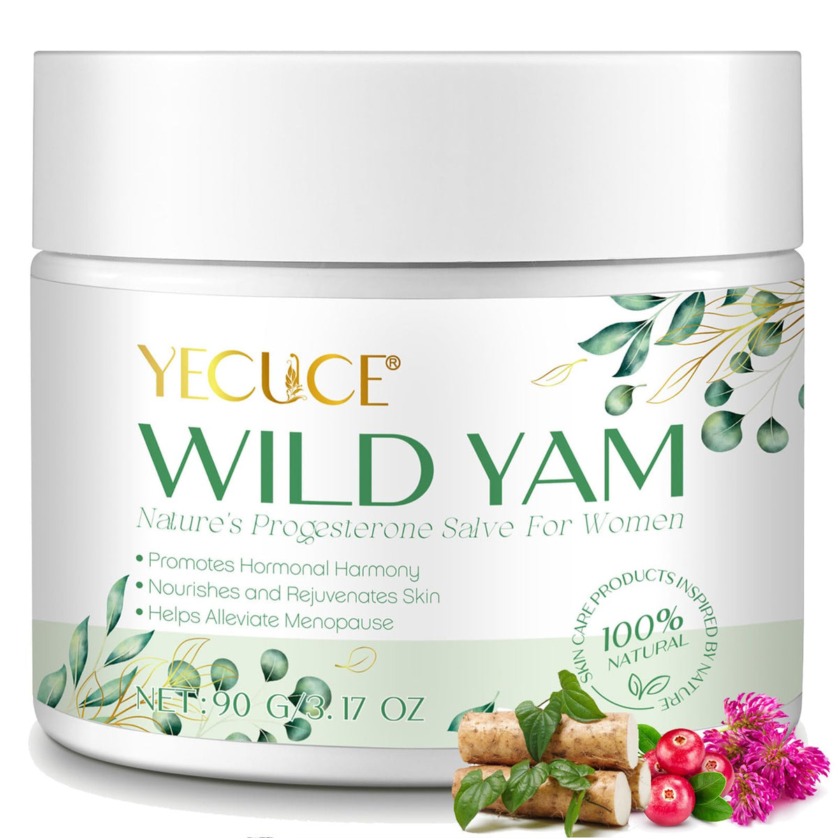 RoongDuuDll Wild Yam Cream for Hormone Balance, Natural Organic Wild Yam Cream for Menopause Relief, Hot Flashes & Night Sweat Decreased, Australia Dr. Barbara Recommended Formula Wild Yam Extract Cream for Women