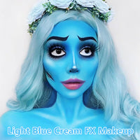 Go Ho Light Blue Face Paint Stick Washable (1.06 Oz),Water Based Pale Blue Face Body Paint,Full-coverage Cream Blue Body Paint for Adults Children Halloween Cosplay SFX Corpse Bride Sally Makeup