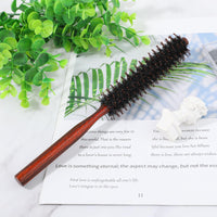 Mozeat Lens Boar Bristle Hair Brush, Small Round Brush Blow Drying Brush Styling Hair Brush with Nylon Pin and Natural Wooden Handle,Soft Bristle Hair Brush for Straightening Curling Volumizing and Detangling