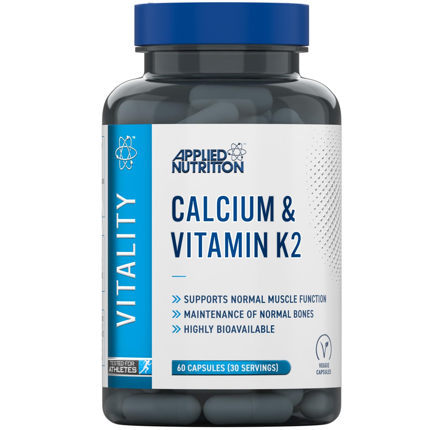 Applied Nutrition – Calcium & Vitamin K2 – Dual Action Formula – Best Bone Support – Best Muscle Function – High Absorption & Bioavailability – (60 Capsules – 30 Servings)