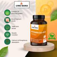 Vitamin D3 4000 IU & Vitamin K2 100ug (MK-7) | 120 Vegetarian Capsules | Living Manna Products