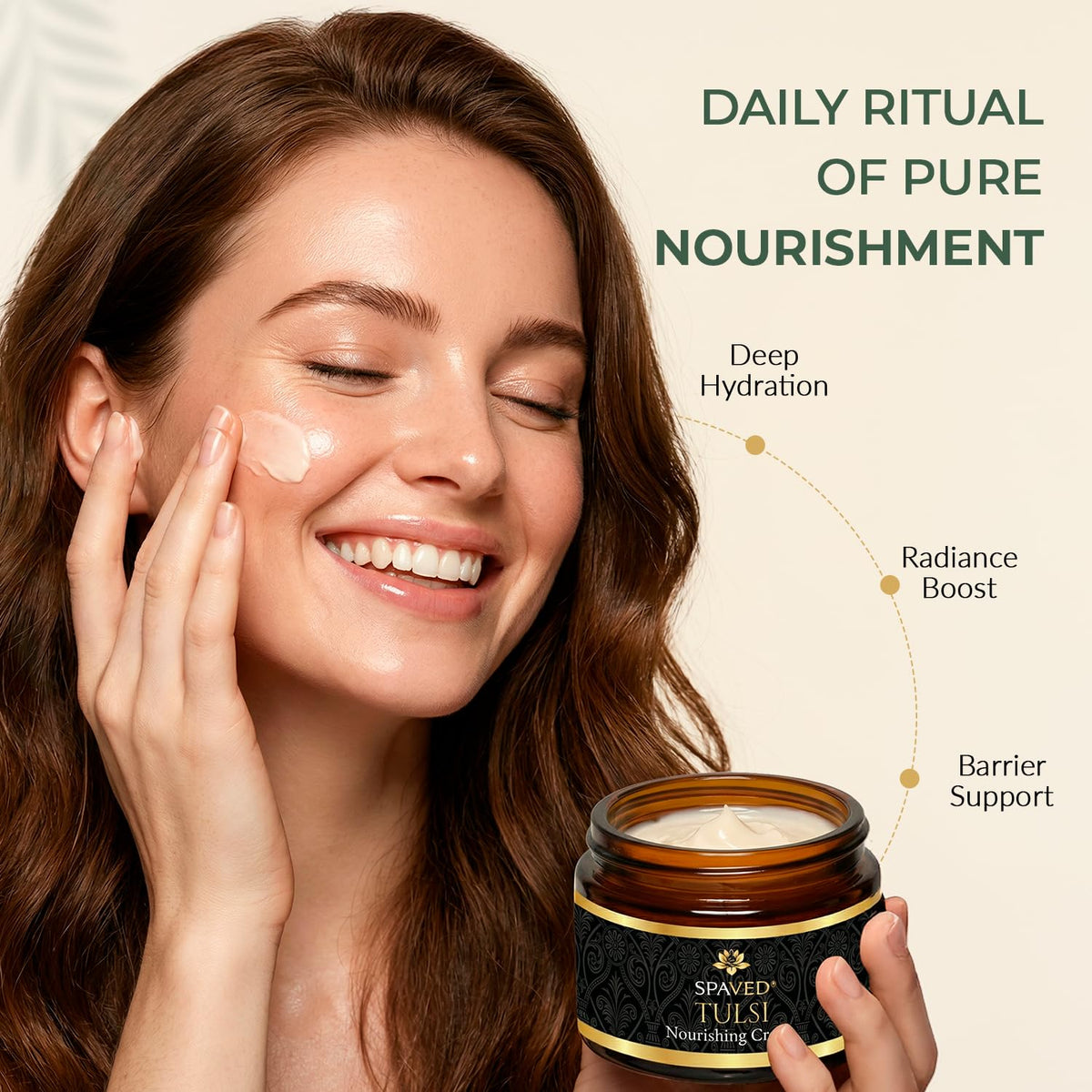 SPAVED SpaVed Tulsi (Holy Basil) Face Cream 50g – Anti-Ageing Vegan Night Cream & Face Moisturiser with Shea Butter, Aloe Vera & Vitamin E | Supports Skin Barrier Hydration for Dry & Sensitive Skin