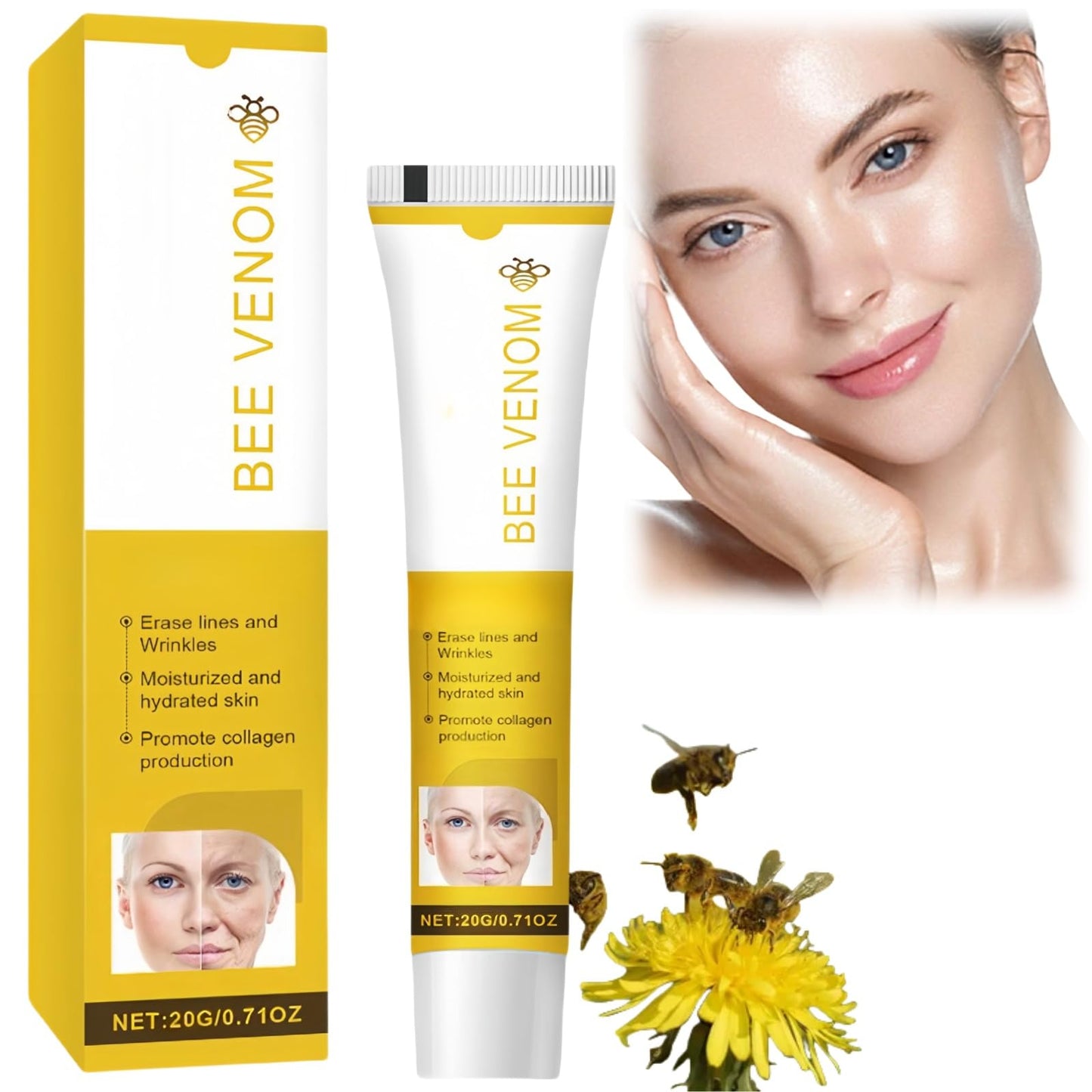 Siyinzu Bee Venom Wrinkle Removal Cream,Bee Venom Anti Aging Face Cream,Bee Venom Cream,Skin Tightening Creams for Face,Firming Face Serum for Women,Bee Venom Skin Treatment Serum,Face Cream for Mature
