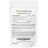 YourSupplements Your Supplements - D Mannose Pure Powder 50g | Natural & Non GMO | Vegetarian & Vegan Friendly | Scoop Included