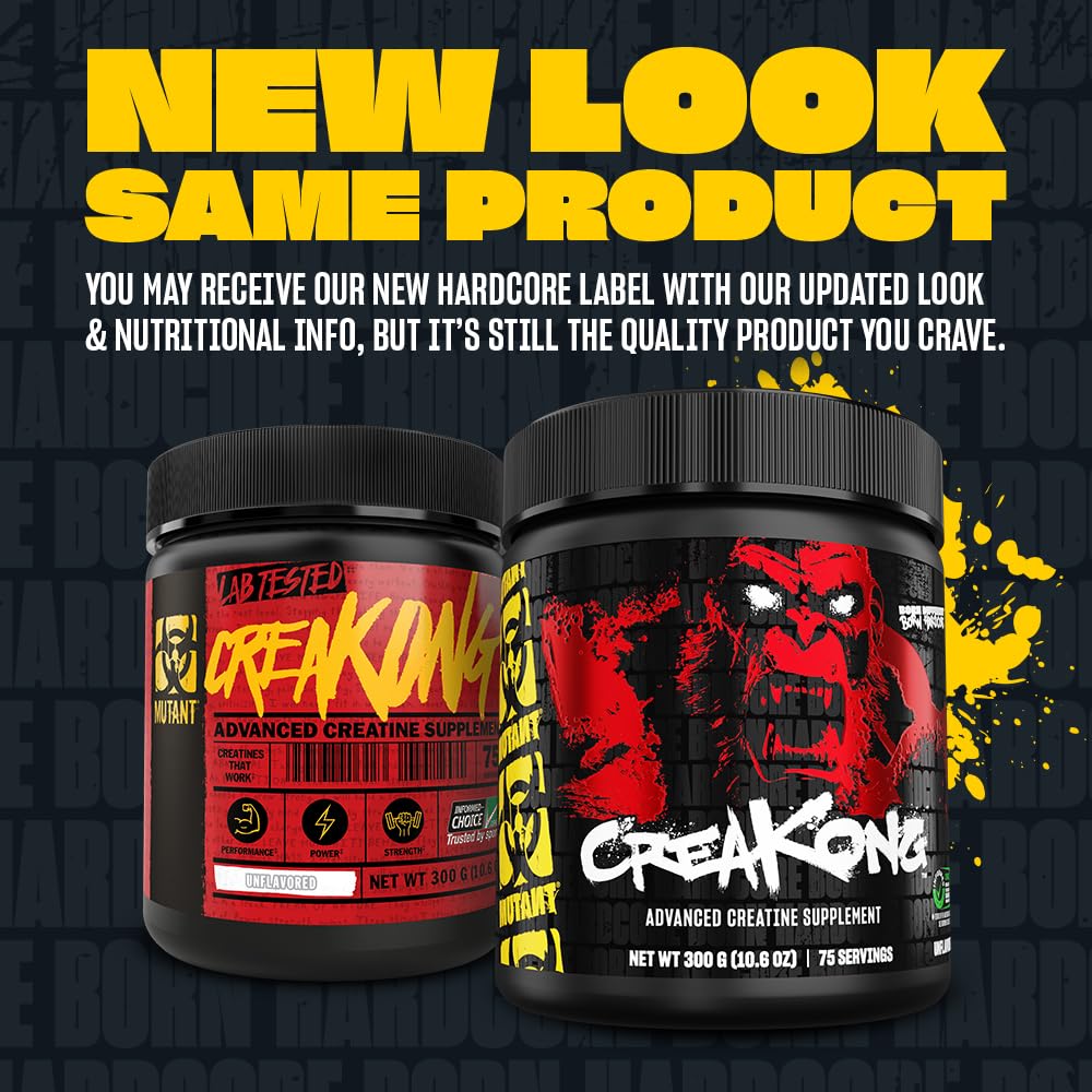 Mutant MUTANT CREAKONG – Advanced Creatine Supplement with Triple Creatine Blend for Muscle Strength, Size & Performance – Unflavoured, Banned Substance Tested – 300g (75 Servings)