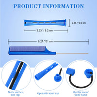 WILLBOND 36 Pieces Cold Wave Rod Hair Perm Rods Hair Rollers Perming Rods Curlers with Steel Rat Tail Comb for Hairdressing Styling (Blue, 0.35 Inch)